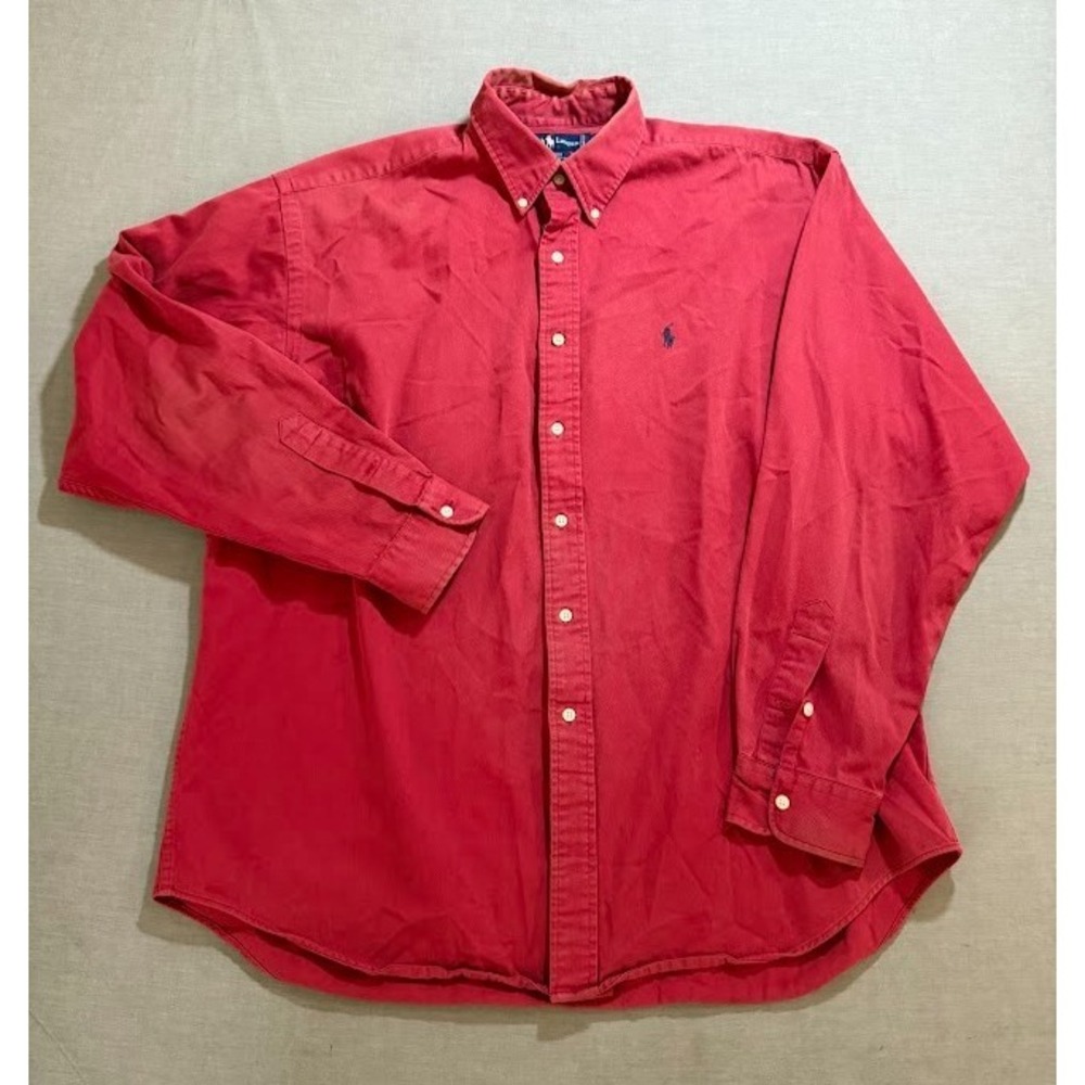 Ralph Lauren Blaire Shirt Adult Extra Large Red Long Sleeve Button Up Heavy Men